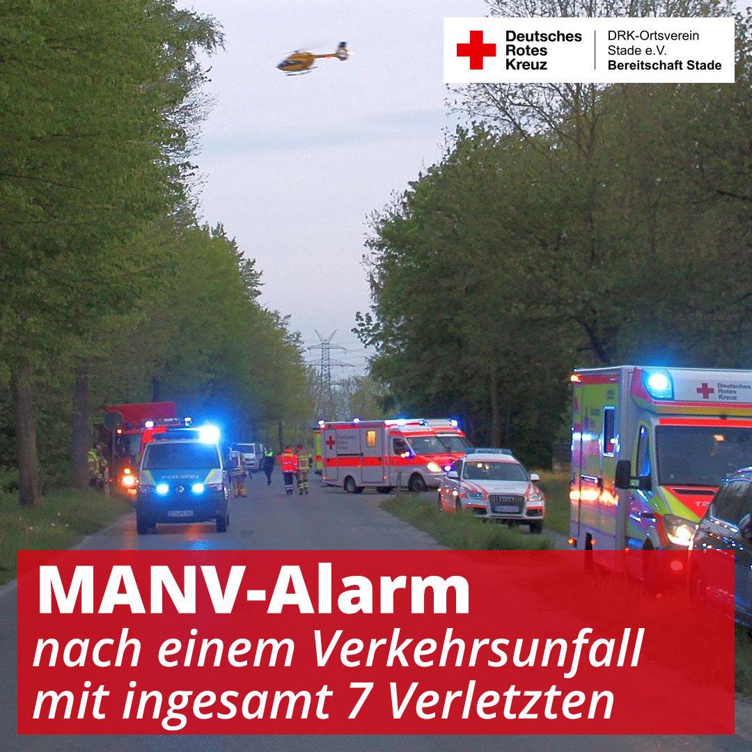 MANV-Alarm: nach einem Verkehrsunfall mit insgesamt 7 Verletzten